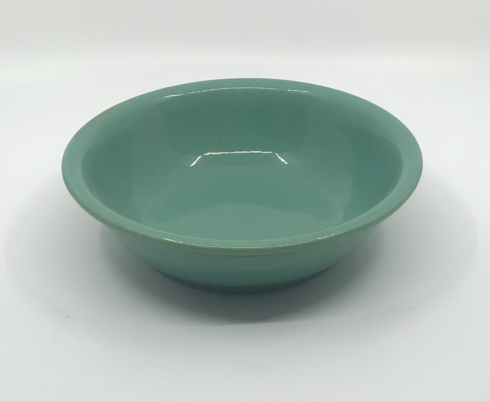 Vintage Shallow Pottery Bowl, Turquoise, Arts & Crafts Deco