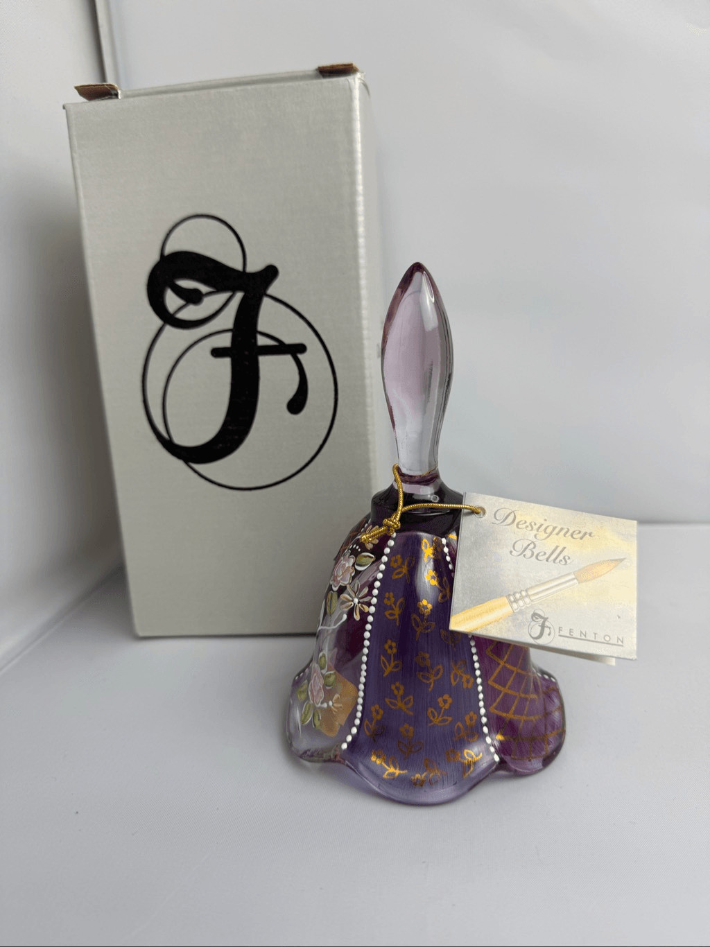 Fenton Designer Bell Collection Empress Rose Victorian Stripes 866/2500 with Box