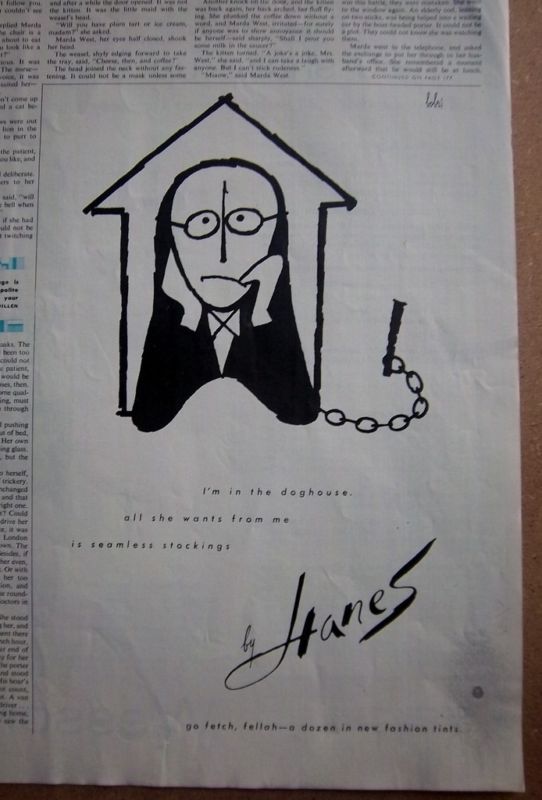 1959 Hanes Hosiery in Doghouse Bobri Art Ad