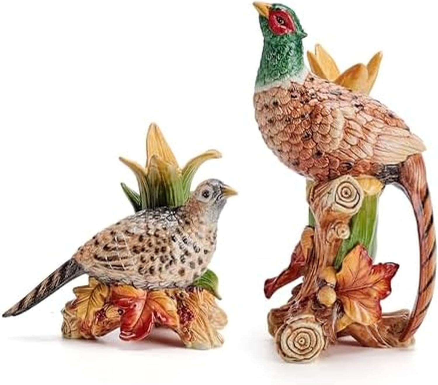 Fitz and Floyd Fall Harvest Pheasant Ceramic Figurine Candleholders, Set of 2, 1