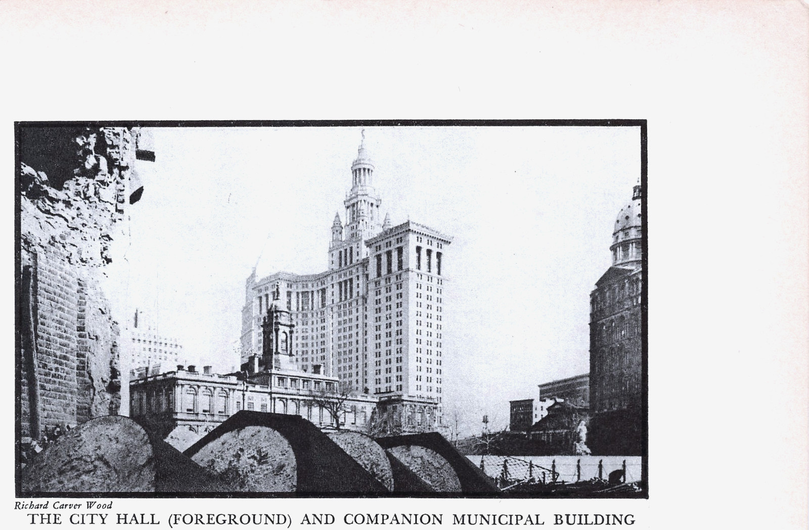 1939 NY City Hall With Bell Tower & Municipal Buildings 7.5 x 5\