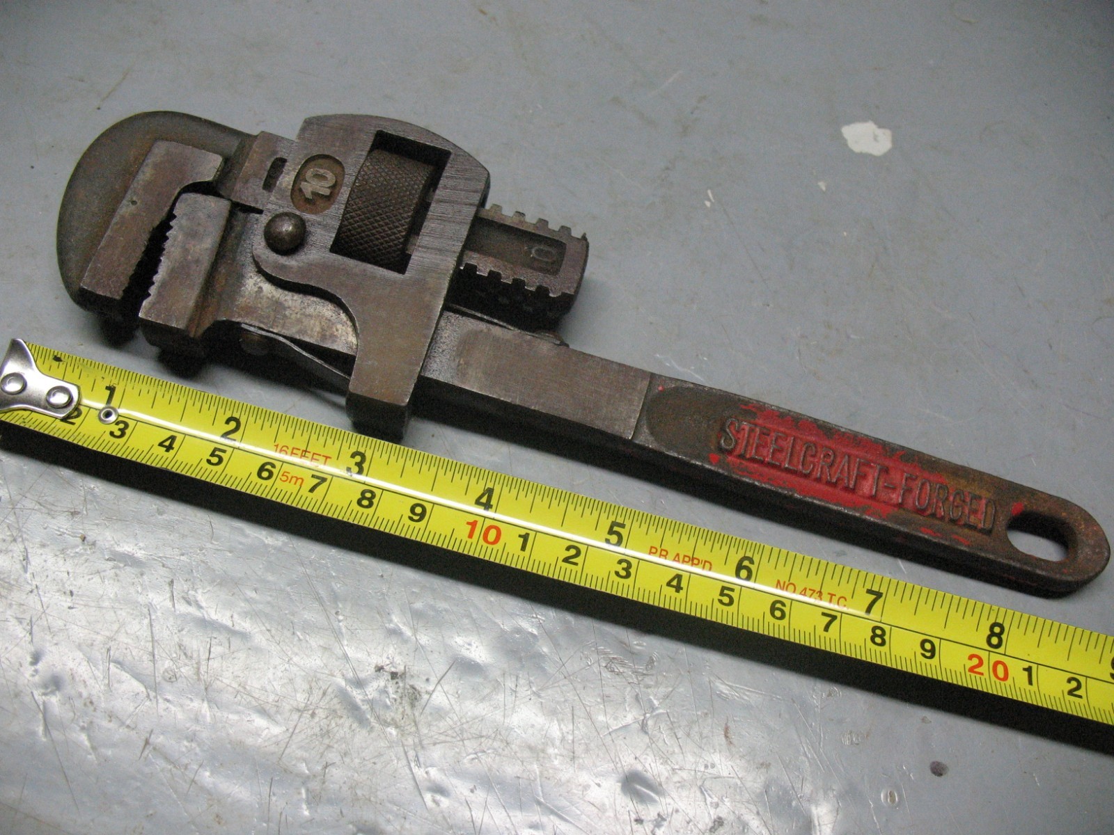 STEELCRAFT FORGED  No. 10  PIPE  WRENCH   VINTAGE  ORIGINAL   WEST  GERMANY 