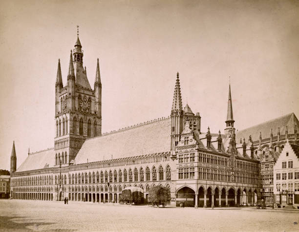 The Market Square and Ypres Cloth Hall Ypres Belgium 1890 Old Photo