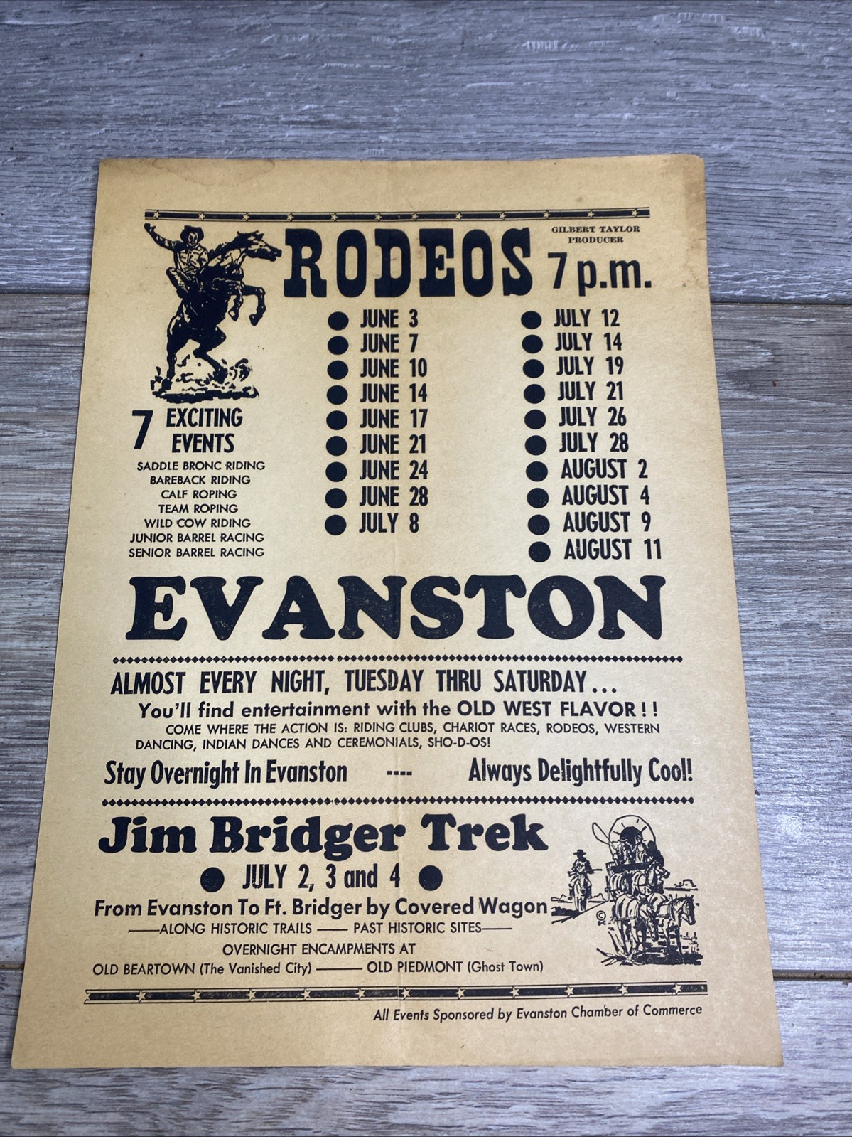Vintage Rodeo flyer Evanston Wyoming 1950s or 60s