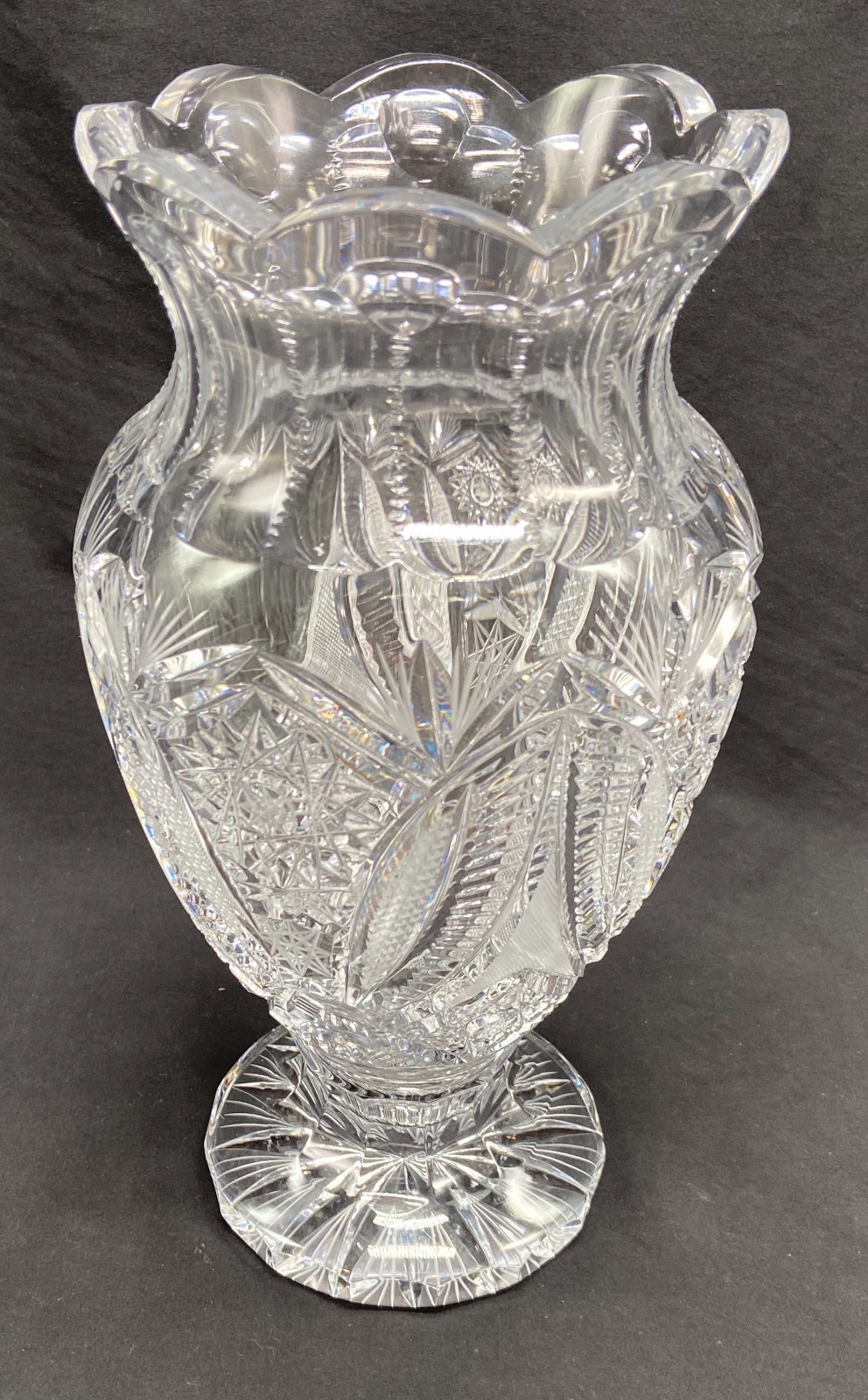Vintage Large Heavy Crystal Vase (Duncan & Miller?) - 11