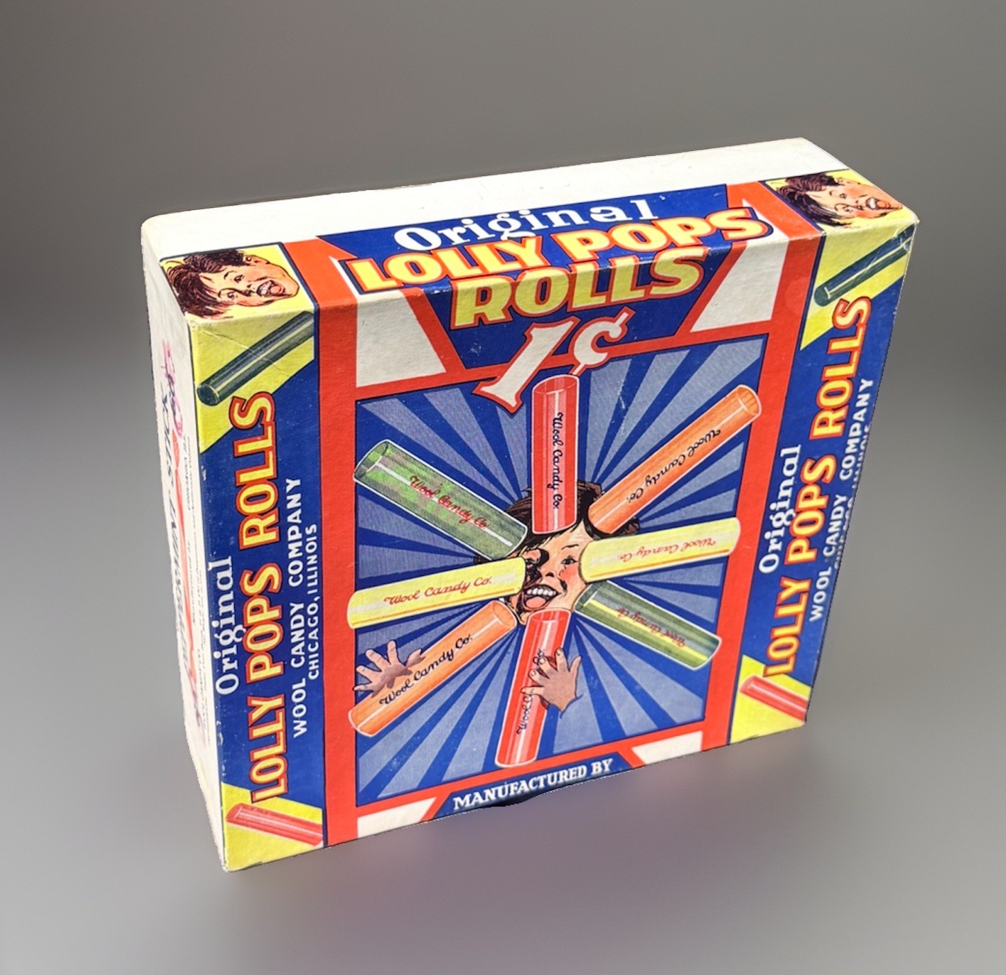 RICK ONLY- Vintage 30\'s LOLLY POPS ROLLS 1¢ Peppermint Sticks Candy Box