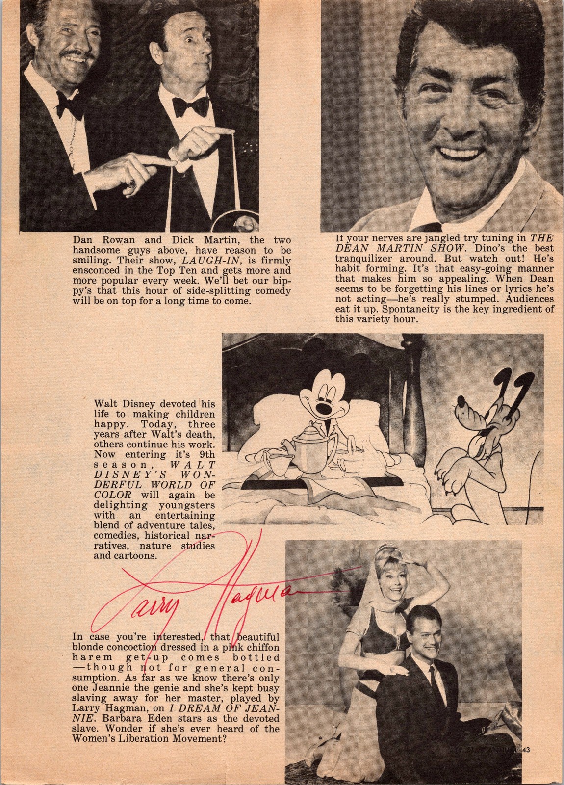 8 x 10 Magazine Cut-Out Signed Autograph - Larry Hagman