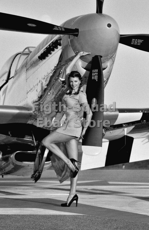 WW2 Picture Photo Avia Pin UP Nice retro woman 5881