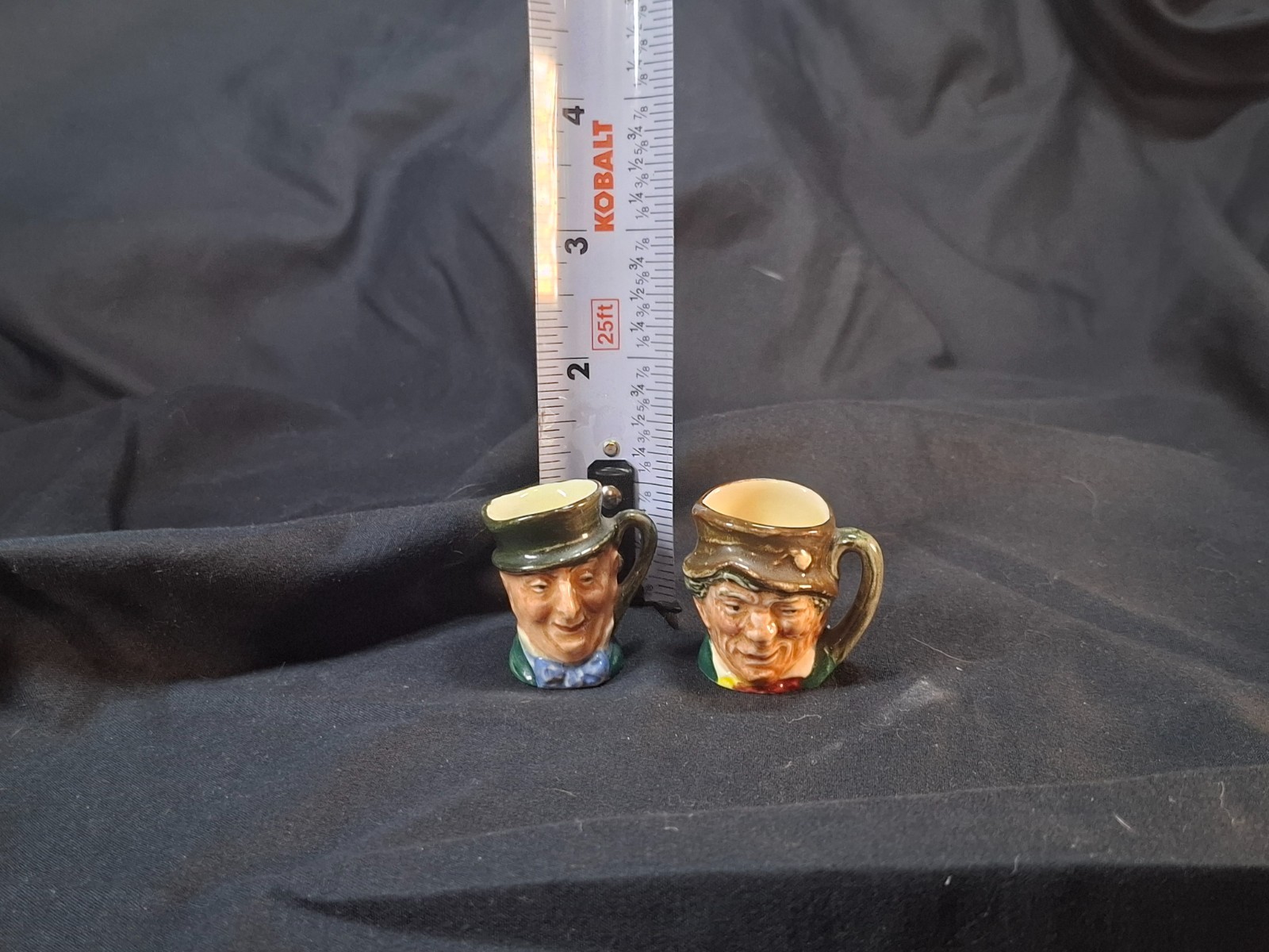 vintage miniature character or Toby jug from Royal Doulton, made in England pair