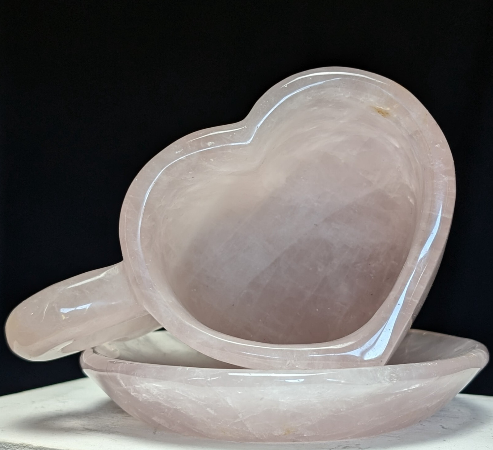 Rose Quartz Miscellaneous Heart Cup And Dish Plate Crystal Gemstone Chakra Rose Quartz Miscellaneous Heart Cup And Dish Plate Crystal Gemstone Chakra