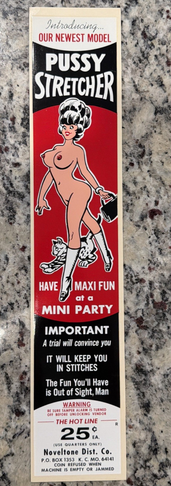 Vintage Original 1960\'s Condom Machine Decal, Unused, Decal B