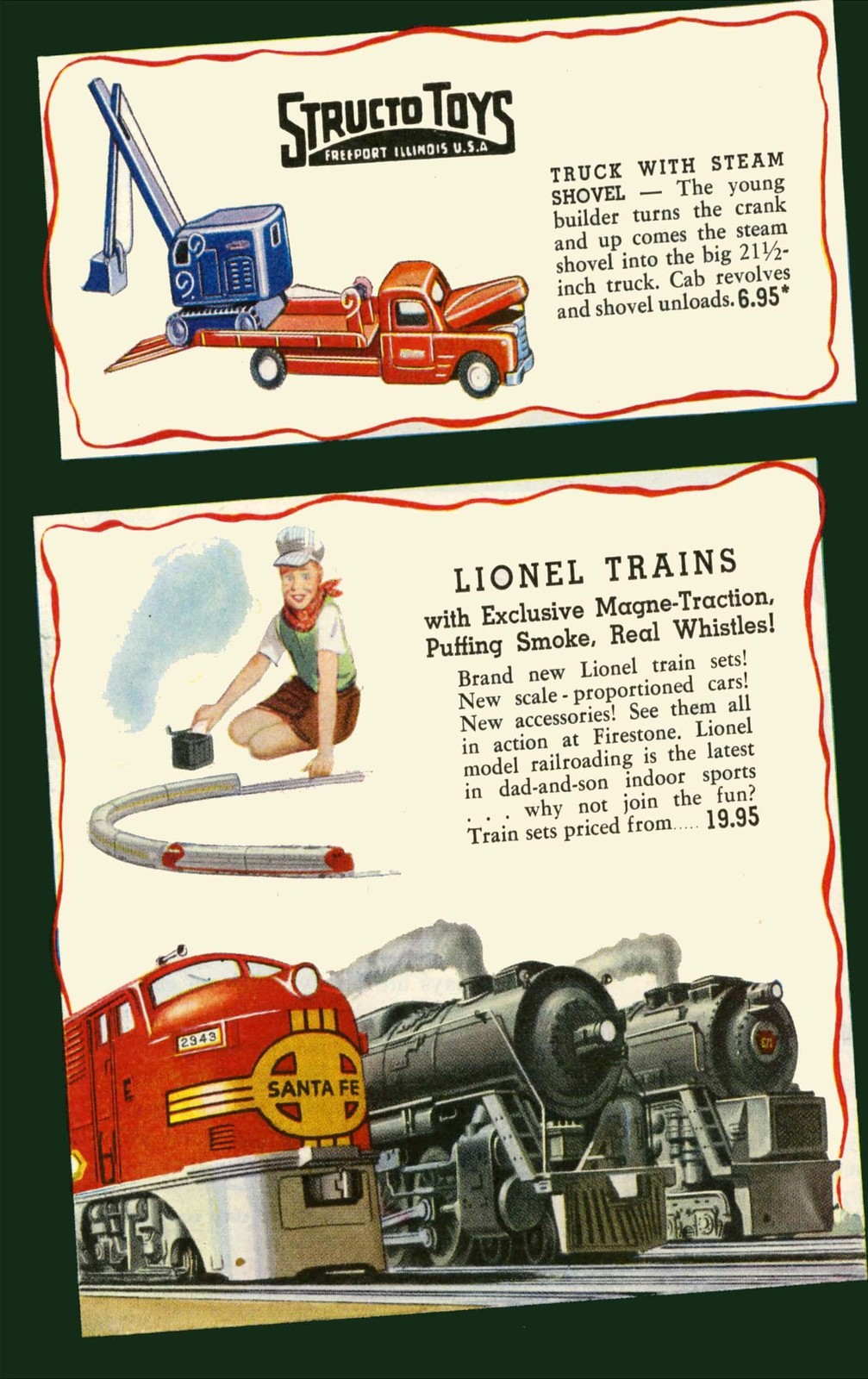 Vintage Toy Ad Poster - Structo Toys & Lionel Trains 🚂🧸 - 24x36” - Hi-Res💎