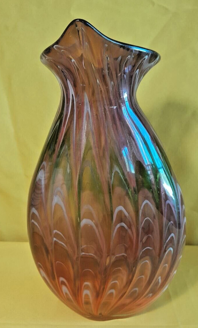 Vintage Huge Handmade Glass Murrhina Art Vase 16\