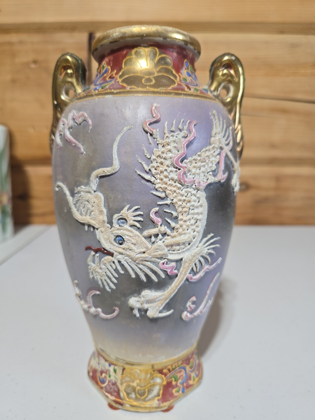 Vintage Post-war Japanese moriage dragonware porcelain vase Vintage Post-war Japanese moriage dragonware porcelain vase