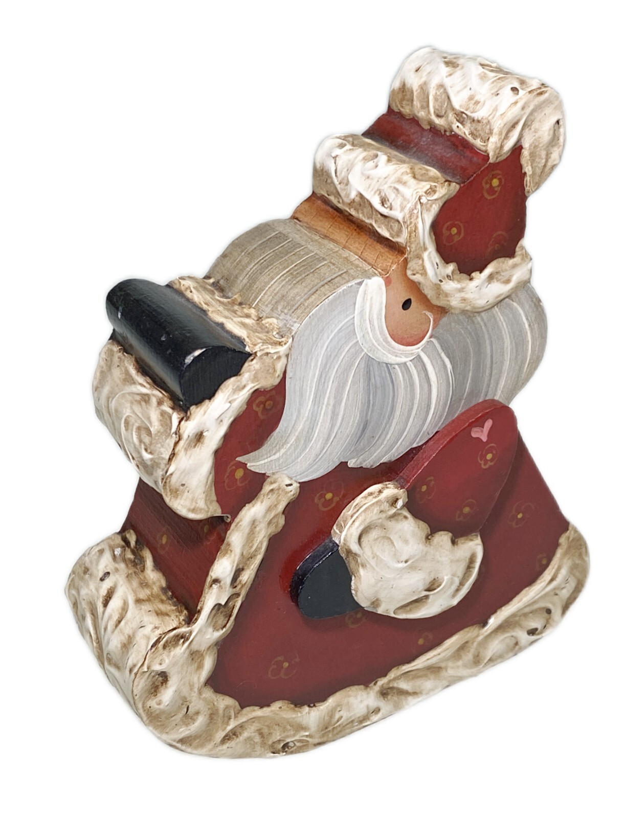 Santa Claus Painted Wood Block Figurine Christmas Holiday Santa Claus Painted Wood Block Figurine Christmas Holiday