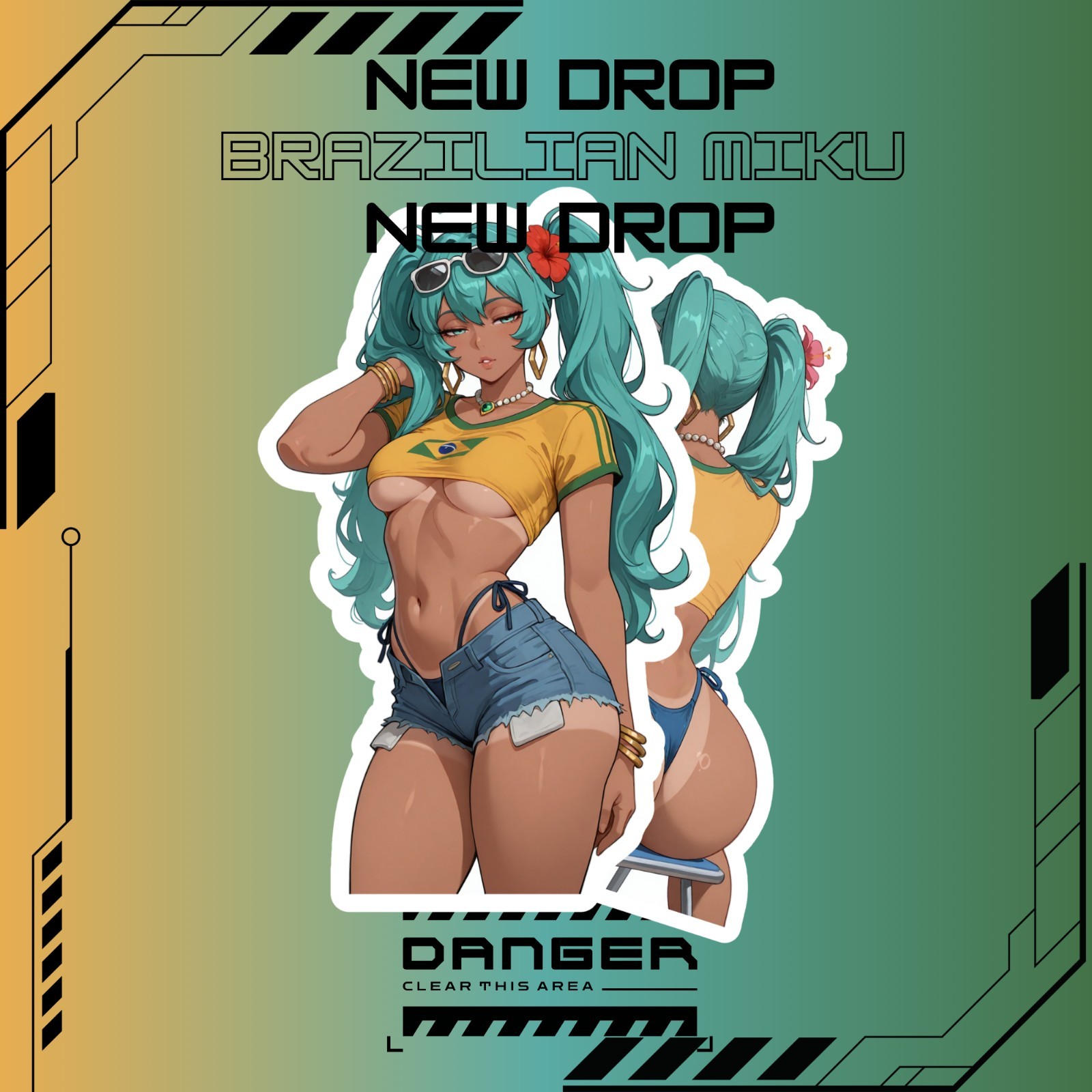 Brazilian Miku |Anime Girl Waifu Sticker Decal Glossy Brazilian Miku |Anime Girl Waifu Sticker Decal Glossy