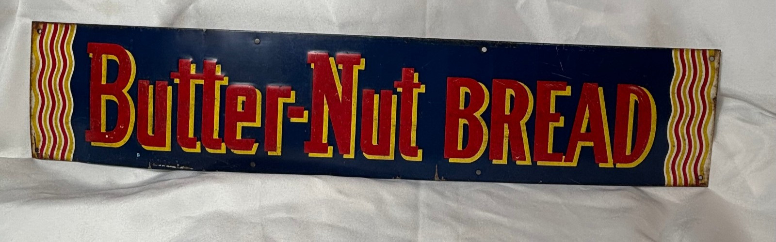 VTG BUTTER-NUT BREAD Advertisement Sign Parker Metal Decor Co Baltimore Embossed
