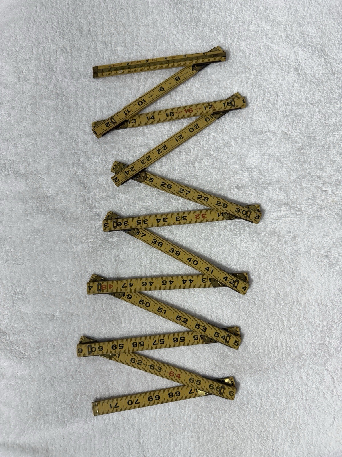 Vintage Starrett Wood Extension Ruler SX40 Folding Rule 6’ Brass Fittings