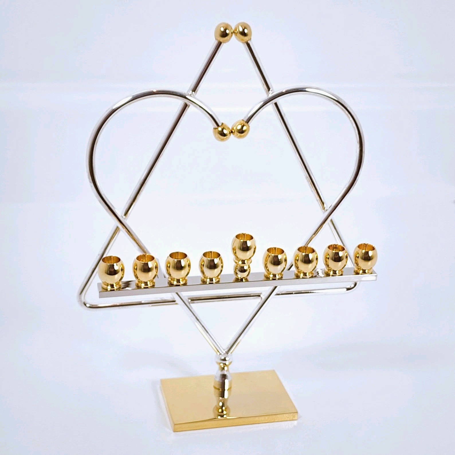 Vtg Rare Karshi 24KT Gold Plated Hanukkah Menorah Made in Jerusalem Judaism