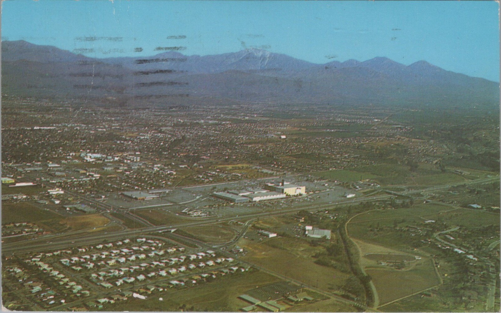 Covina California Aerial View Mt Baldy Freeway 1962 postcard MP3