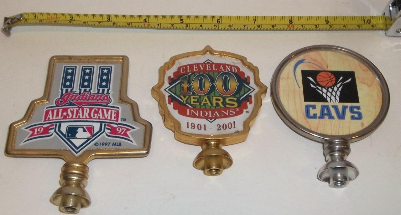 Older Cleveland Indians & Cavs Metal Beer Tap Handle Toppers All Star Game +