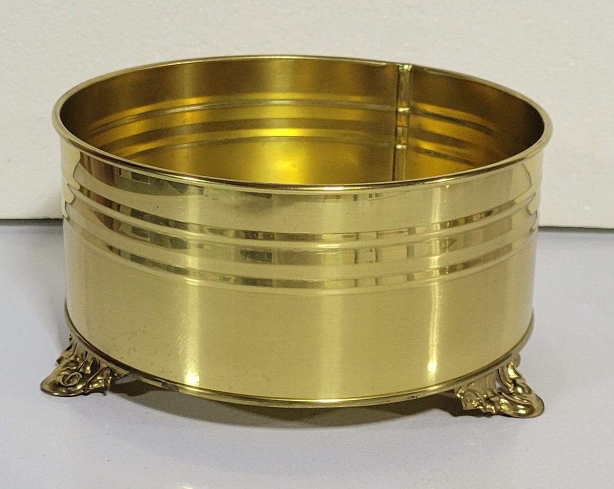 1970s Brass Planter FTDA Nijhof Zevenaar Footed Made In Holland 3\
