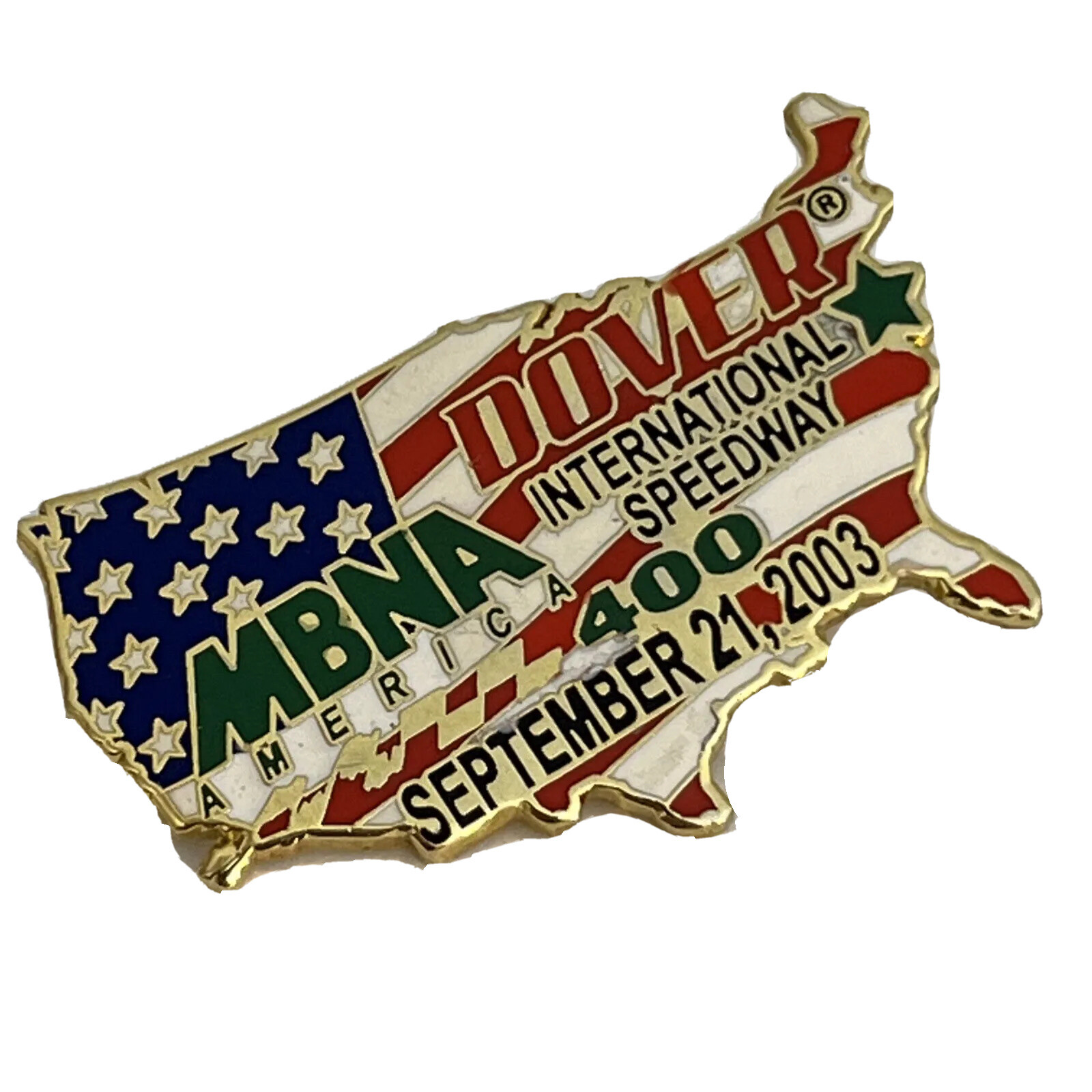 2003 MBNA America 400 Delaware Speedway NASCAR Race Car Racing Lapel Hat Pin