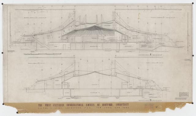 Hartford Connecticut 1962 First Unitarian Church building plans elevations