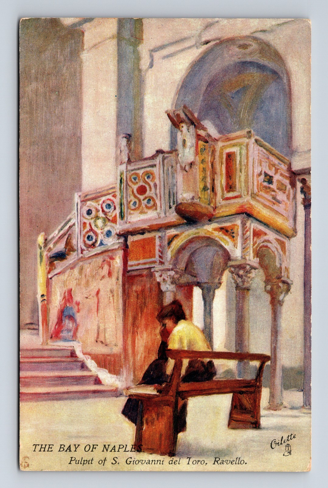 Pulpit of San Giovanni del Toro Cathedral Ravello Italy Tuck\'s Oilette Postcard
