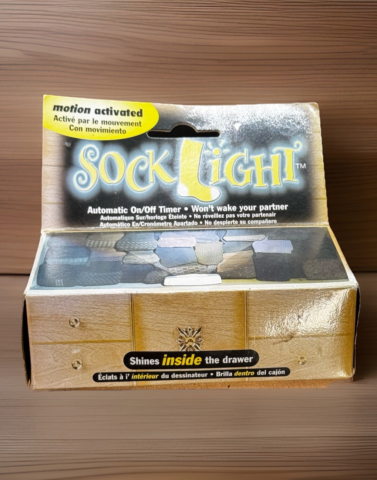 Sock Light Motion Activated Automatic On/Off Timer In Drawer Light NEW Vtg 1990s