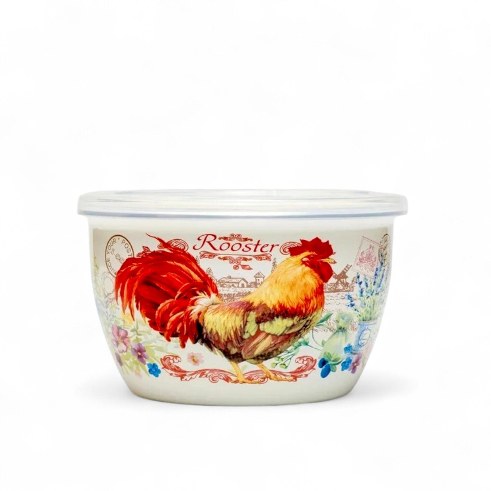 Metalac Golden Rooster Enamel Bowl with Lid