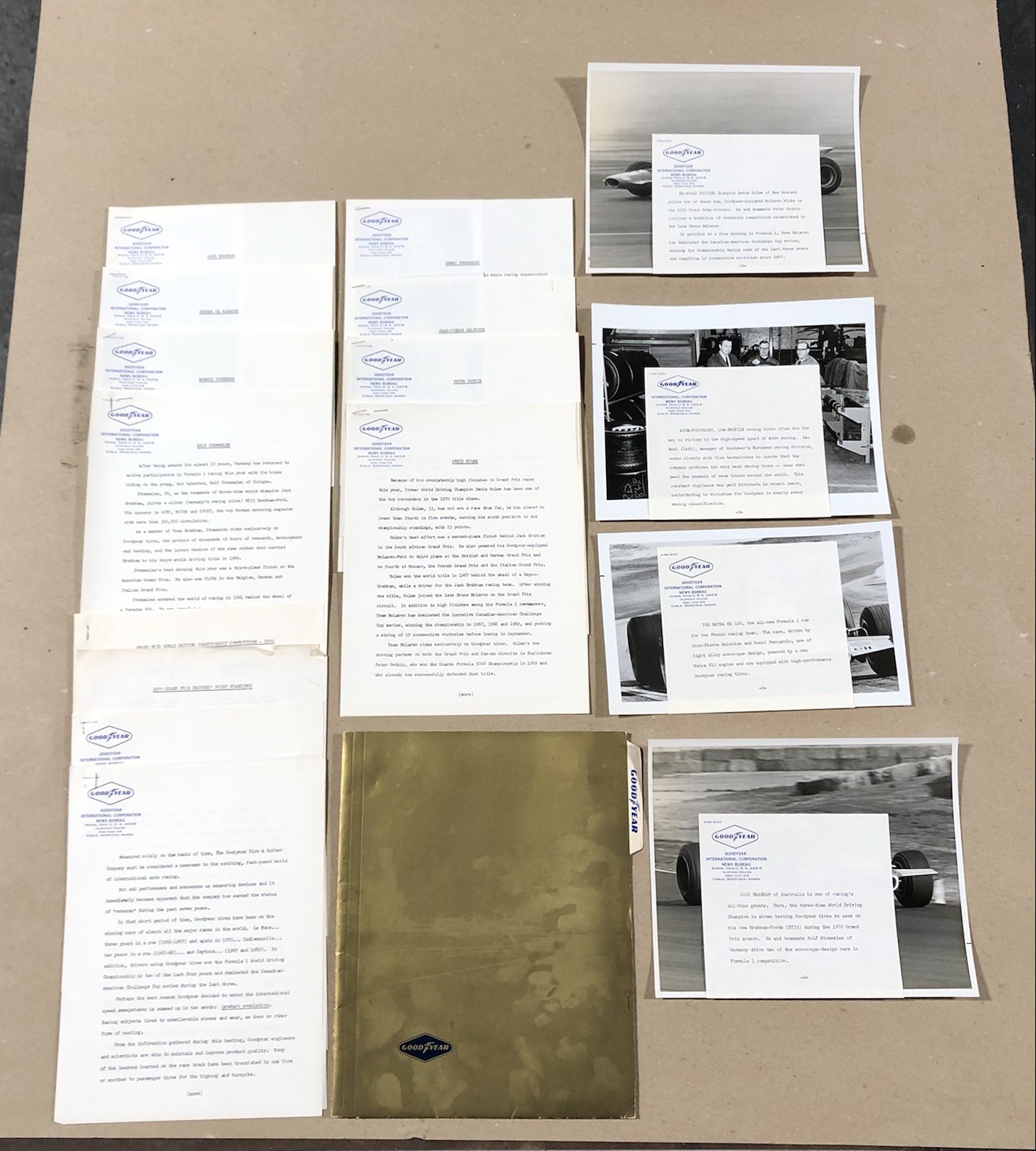 Vintage Early 1970’s Goodyear Racing Press Kit—12 Photographs