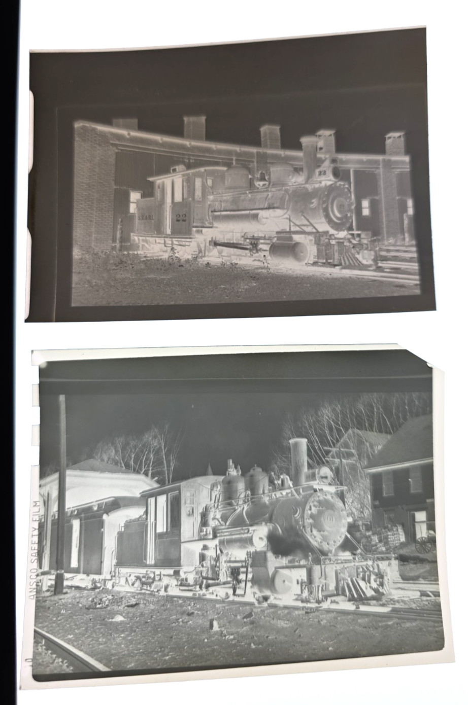 Sandy River & Rangeley Lakes Steam Engine No. 22, No. 10 Copy Negative Lot Of 2