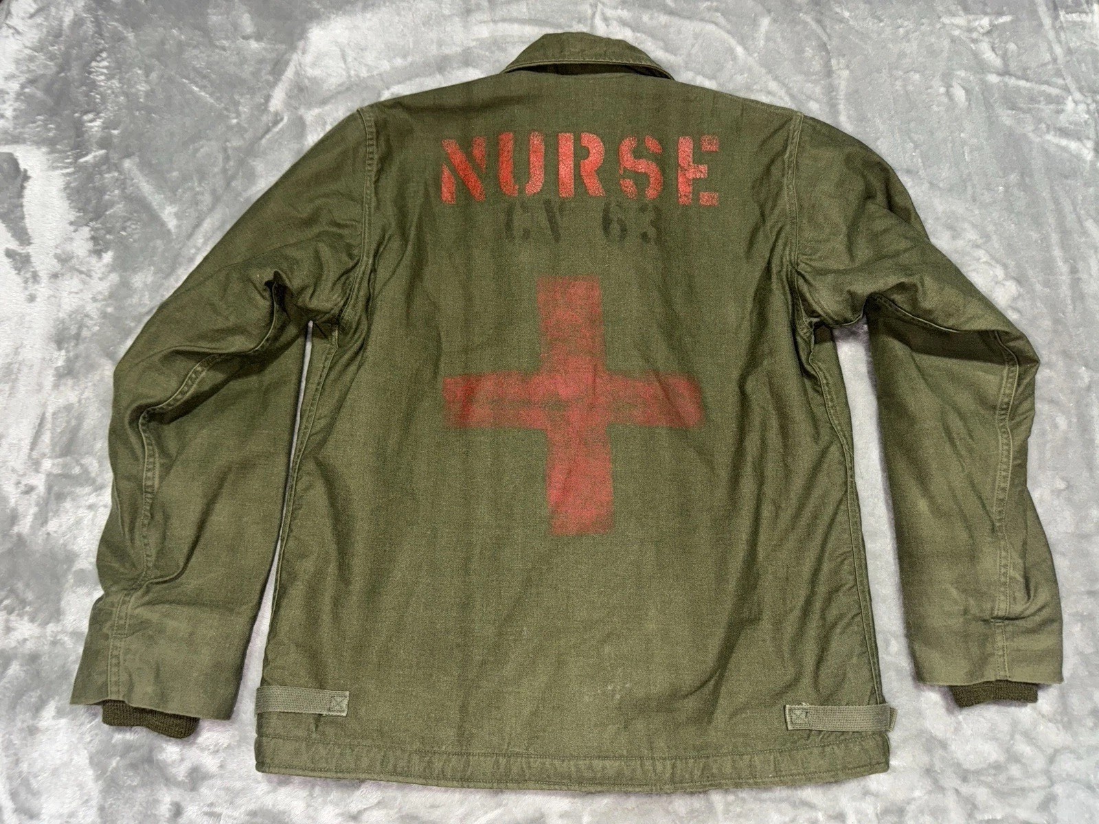 Vtg US Navy A-2 Cold Weather Deck Jacket Nurse Painted Size  Medium