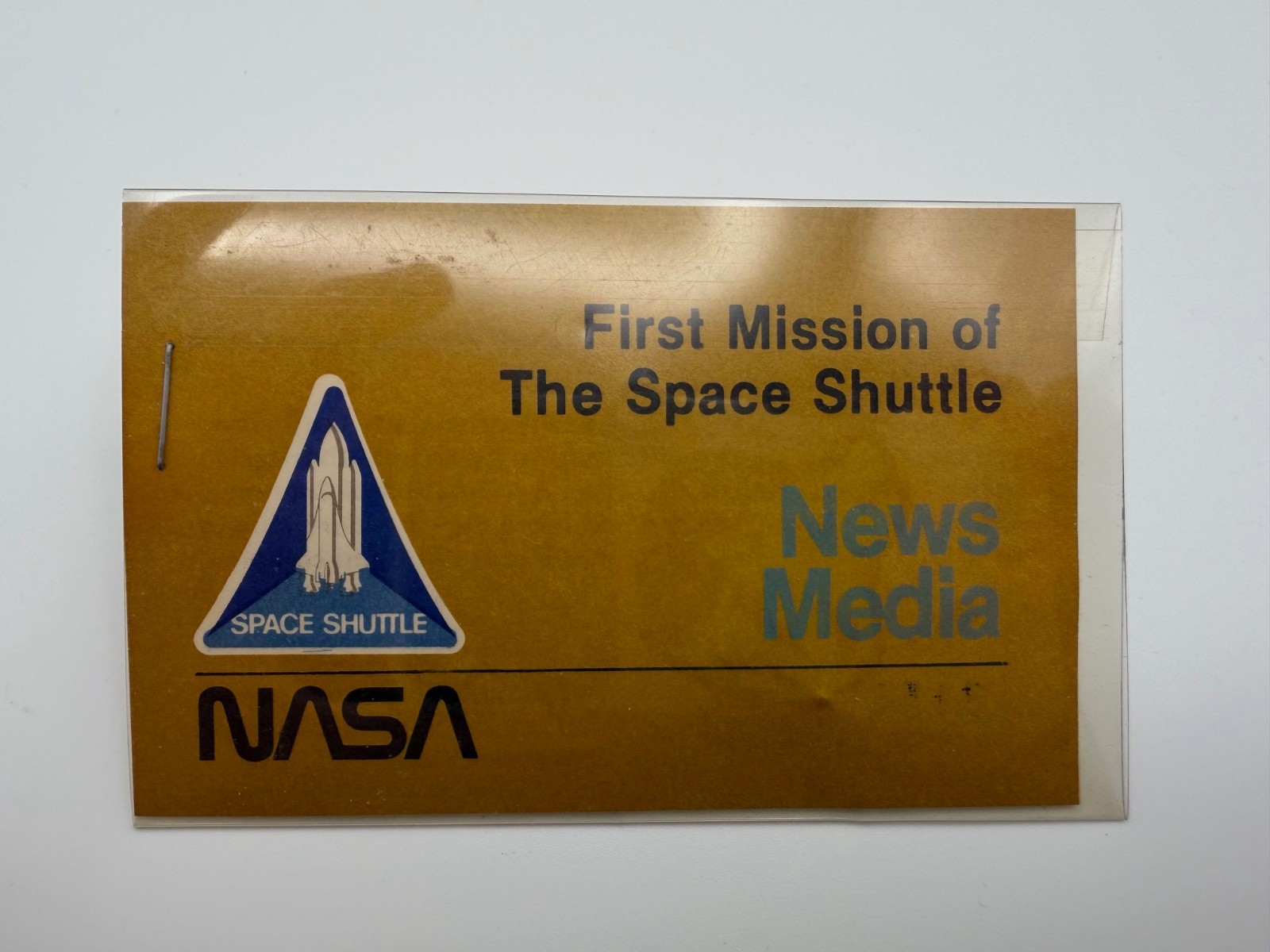 Vintage NASA First Mission of The Space Shuttle News Media Credential Badge