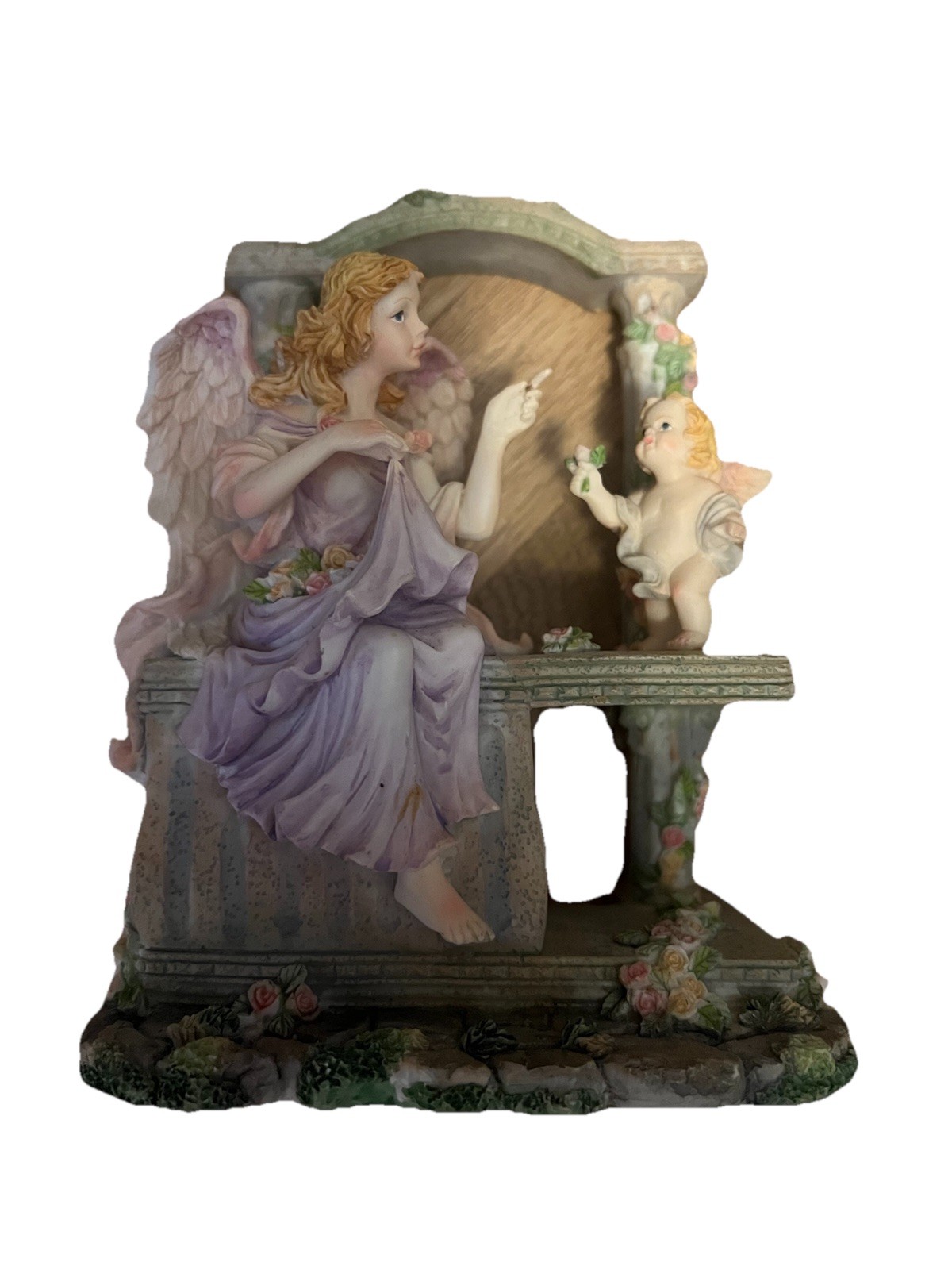Vintage Musical Porcelain Angel And Child Plays Love Makes the World Go Round