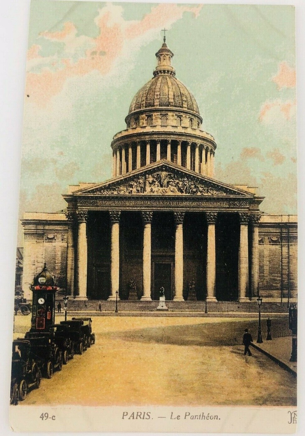 Vintage Paris France Le Pantheon Postcard Model T Cars