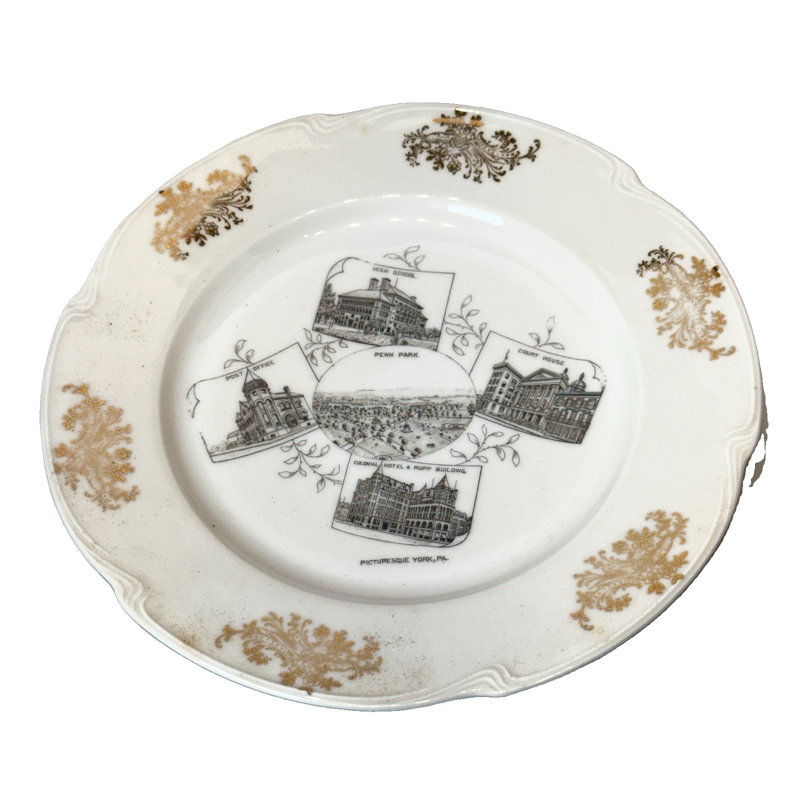 YORK Pennsylvania PA Antique PENN PARK COLONIAL HOTEL RUPP Souvenir PLATE