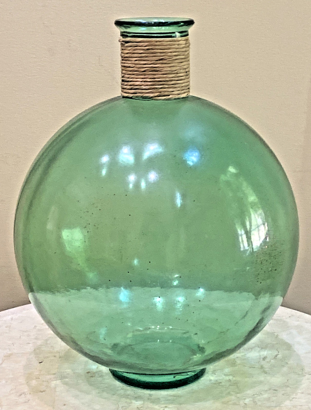 Vintage Demijohn Carboy Huge Emerald Green Glass Bottle 19\