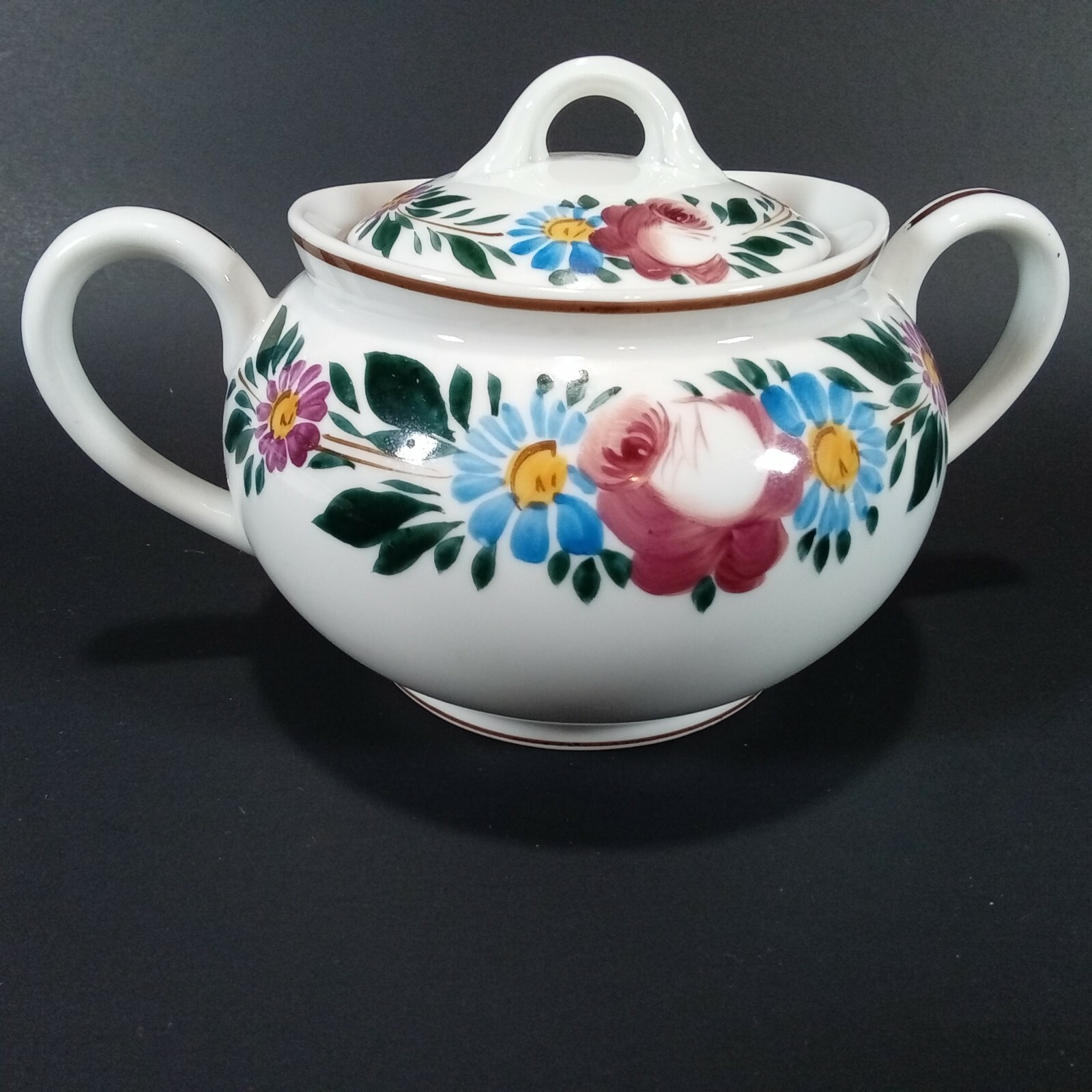 Antique VTG Hand Painted Noritake Nippon Rising Sun Sugar Bowl w/ Lid Floral Antique VTG Hand Painted Noritake Nippon Rising Sun Sugar Bowl w/ Lid Floral