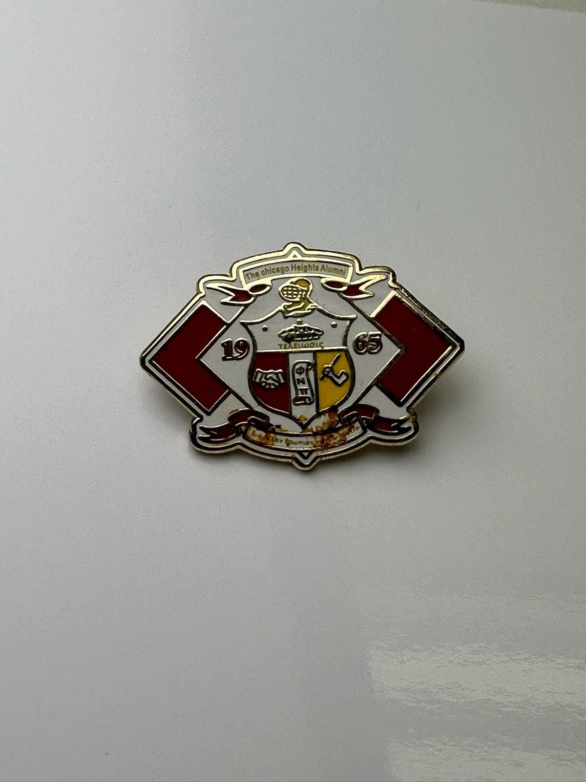 Chicago Heights Alumni 1965 Fraternity Lapel Pin Gold Tone Enamel Collectible