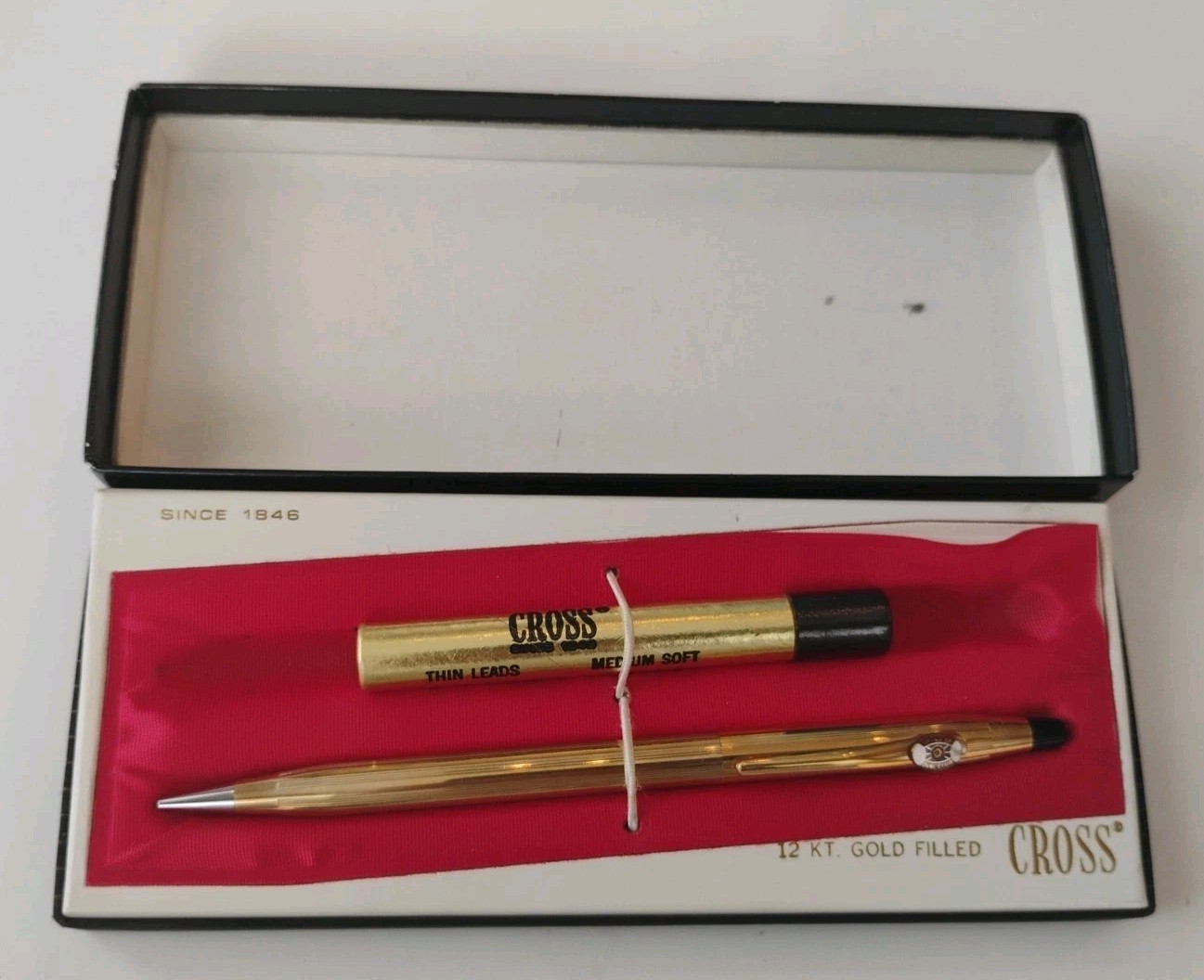 Vtg 14KGF CROSS Retractable Mechanical Pencil w/ Orig Case & Lead, Pitney Bowes