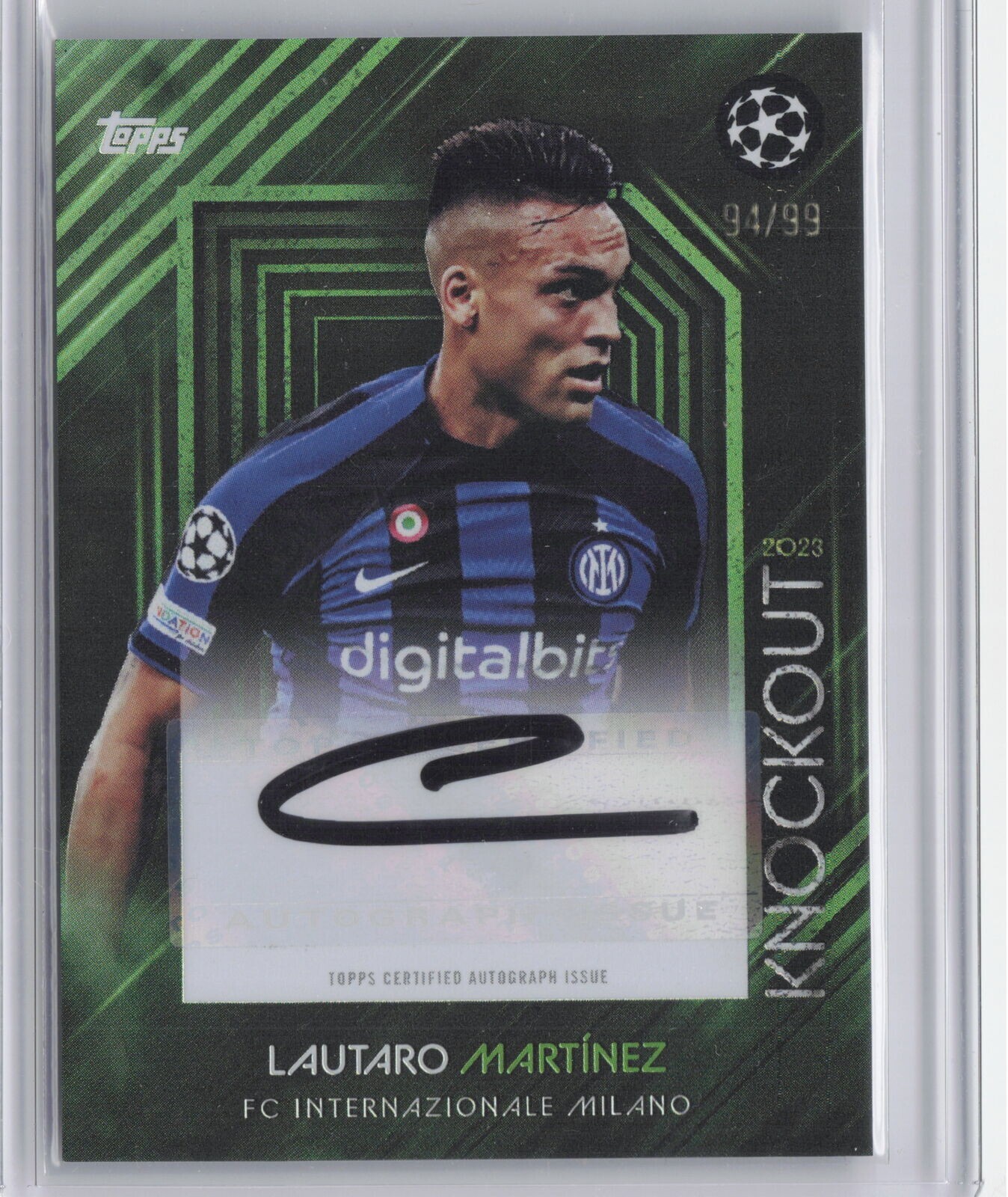 AUTARO MARTINEZ AUTOGRAPH HAND SIGNED CARD JERSEY FC INTER COA TOPPS ARGENTINA