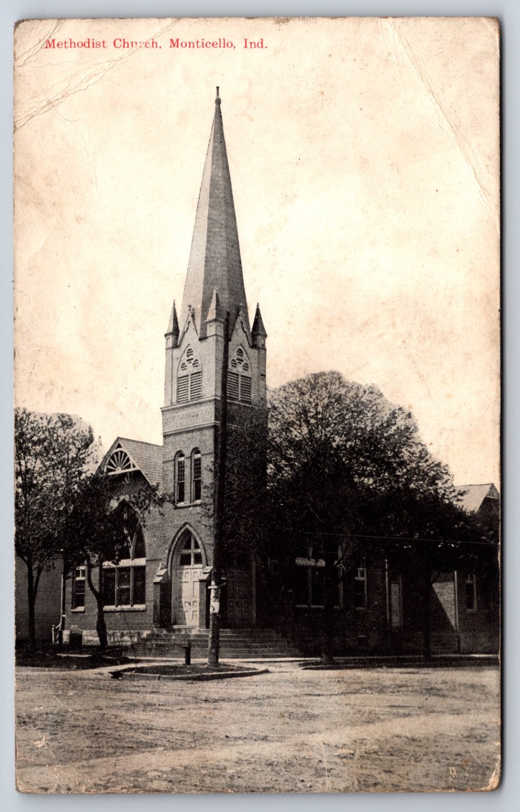 Monticello Indiana Methodist Church Postcard