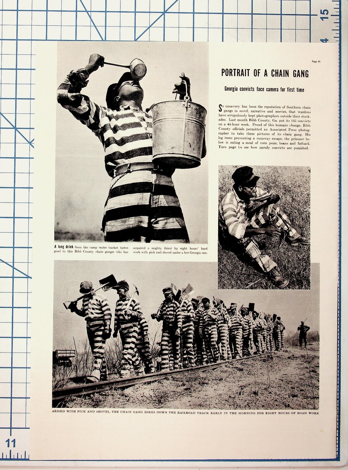 1940s Georgia Chain Gang Magazine Article & Martell Cognac Ad Vintage Ephemera 1940s Georgia Chain Gang Magazine Article & Martell Cognac Ad Vintage Ephemera