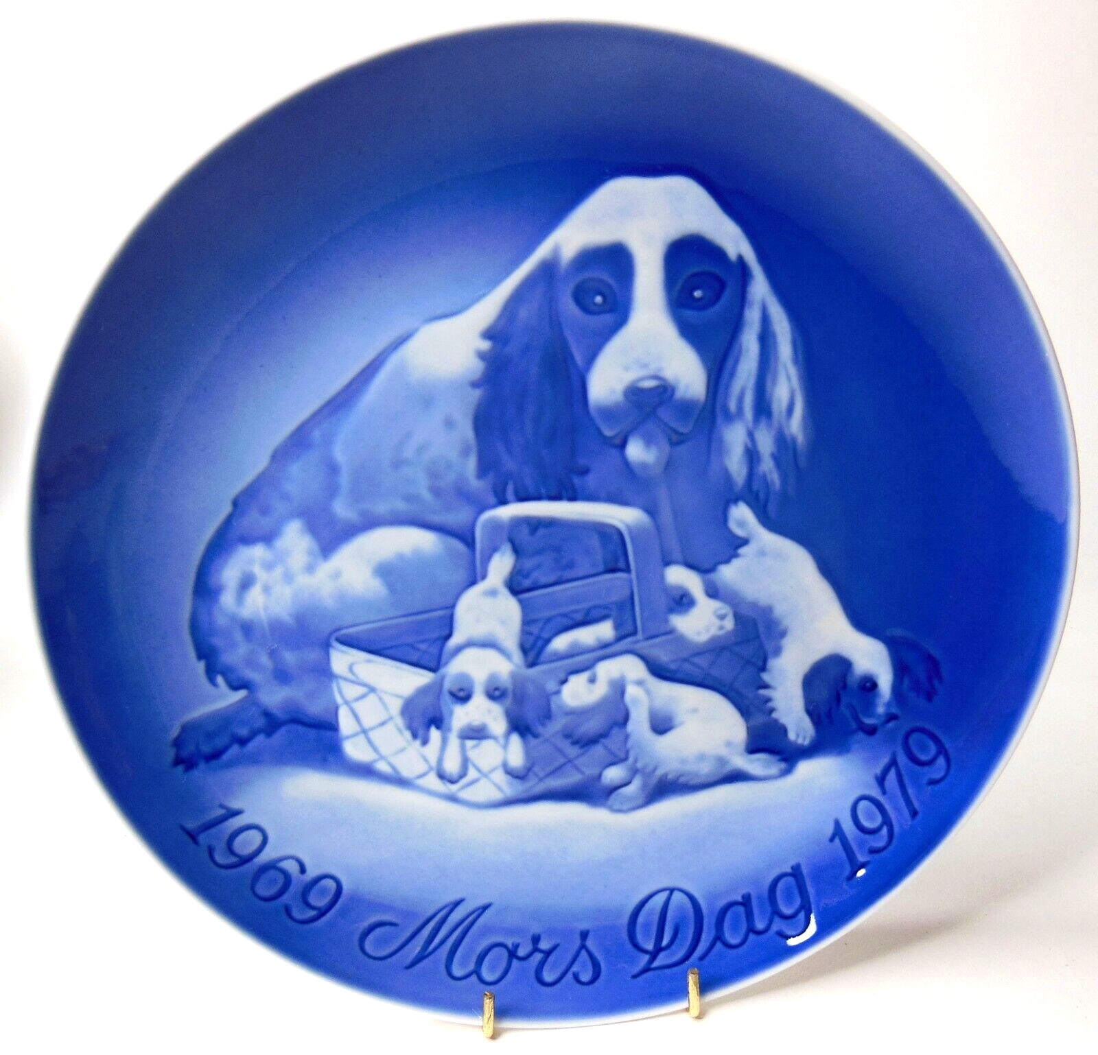 Vtg Bing Grondahl Mothers Day 1969 1979 Jubilee Plate Dog Pups Denmark B&G 