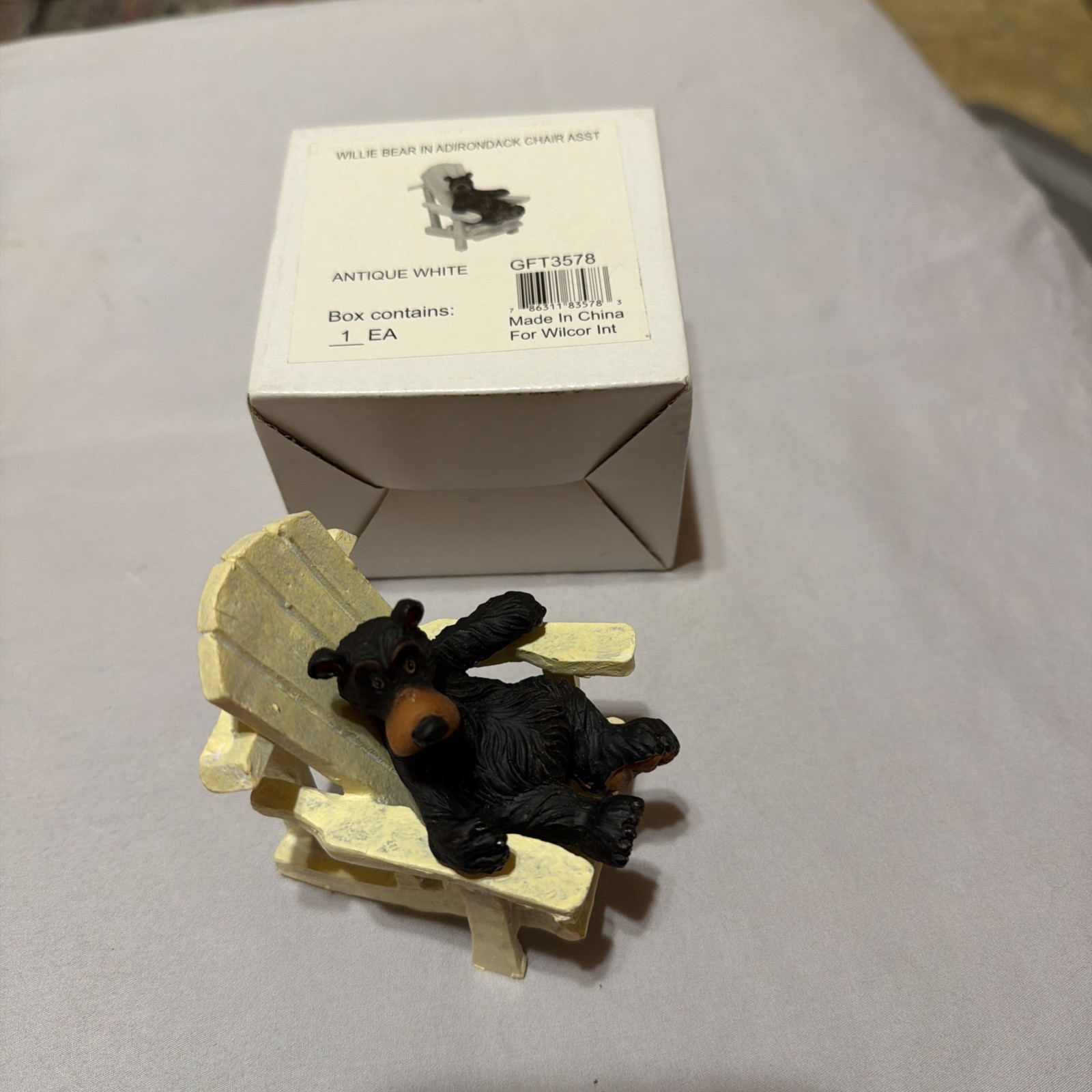 Black Bear Sitting in Adirondack Chair Figurine – For Cabin Home Décor Black Bear Sitting in Adirondack Chair Figurine – For Cabin Home Décor