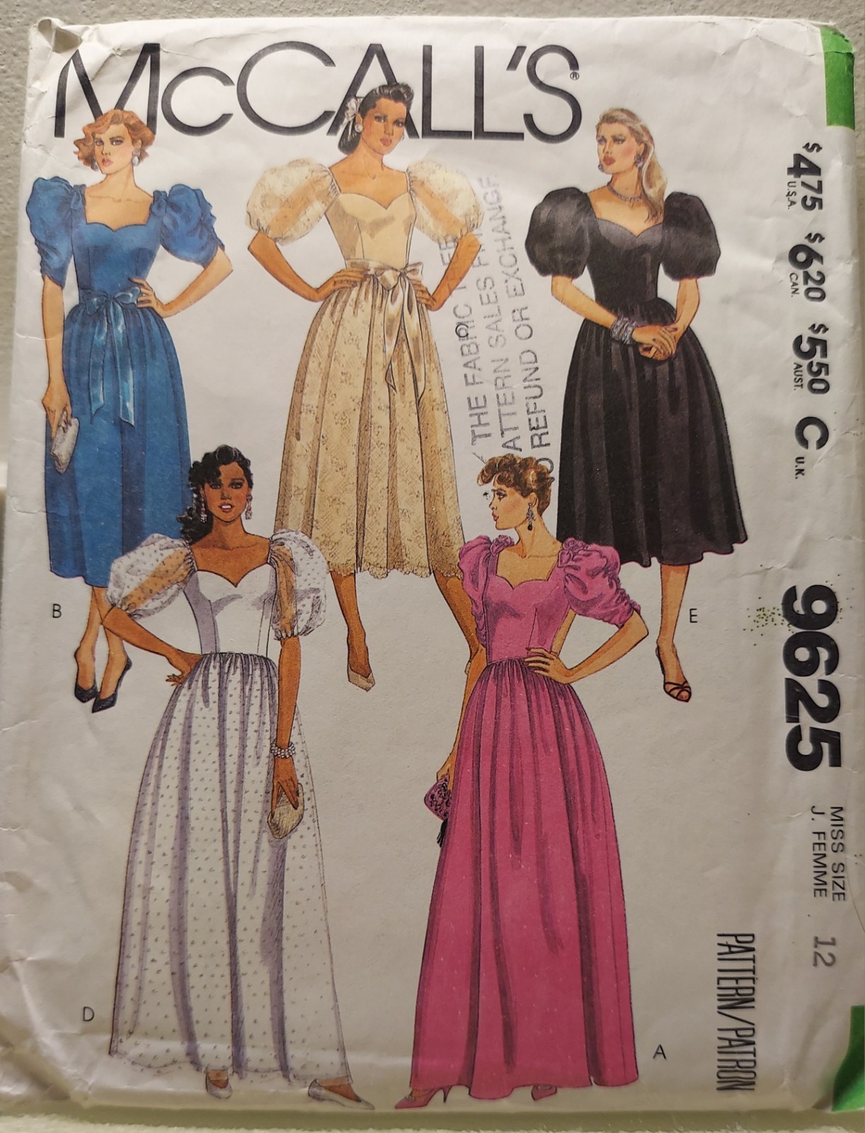 McCall\'s 9625 Women\'s Dress | Vintage | Original Sewing Pattern |Size 12