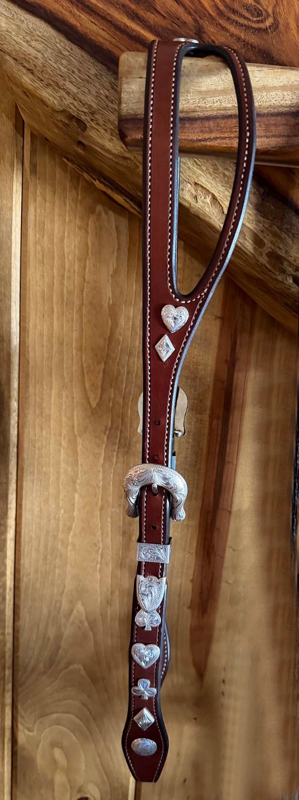BEAUTIFUL Old Style SILVER  CARD SUIT  COWBOY Split Ear Headstall By Pedrini