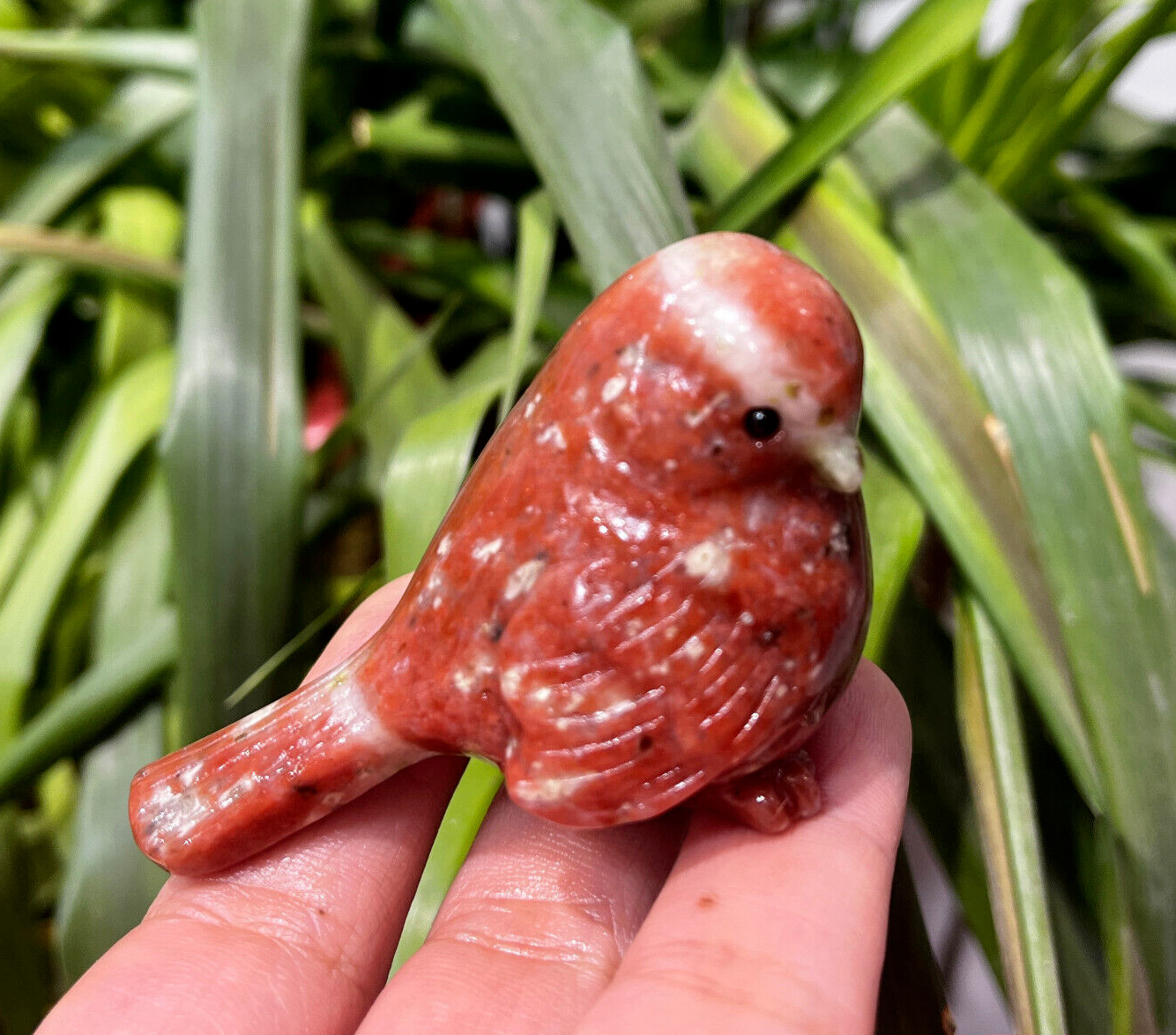 1pc Natural Sesame stone Quartz Carved Bird Skull Crystal Reiki Decor Gift 2.4\'\'